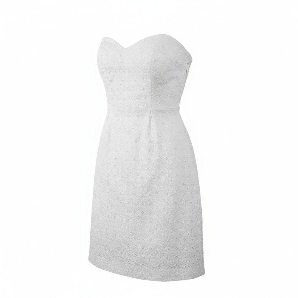 DKNYC‎ Mini Dress Eyelet White Strapless Sweetheart 6 Cottagecore Summer